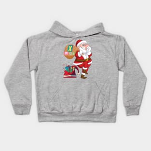 Santa Claus with a bag of presents Kids Hoodie